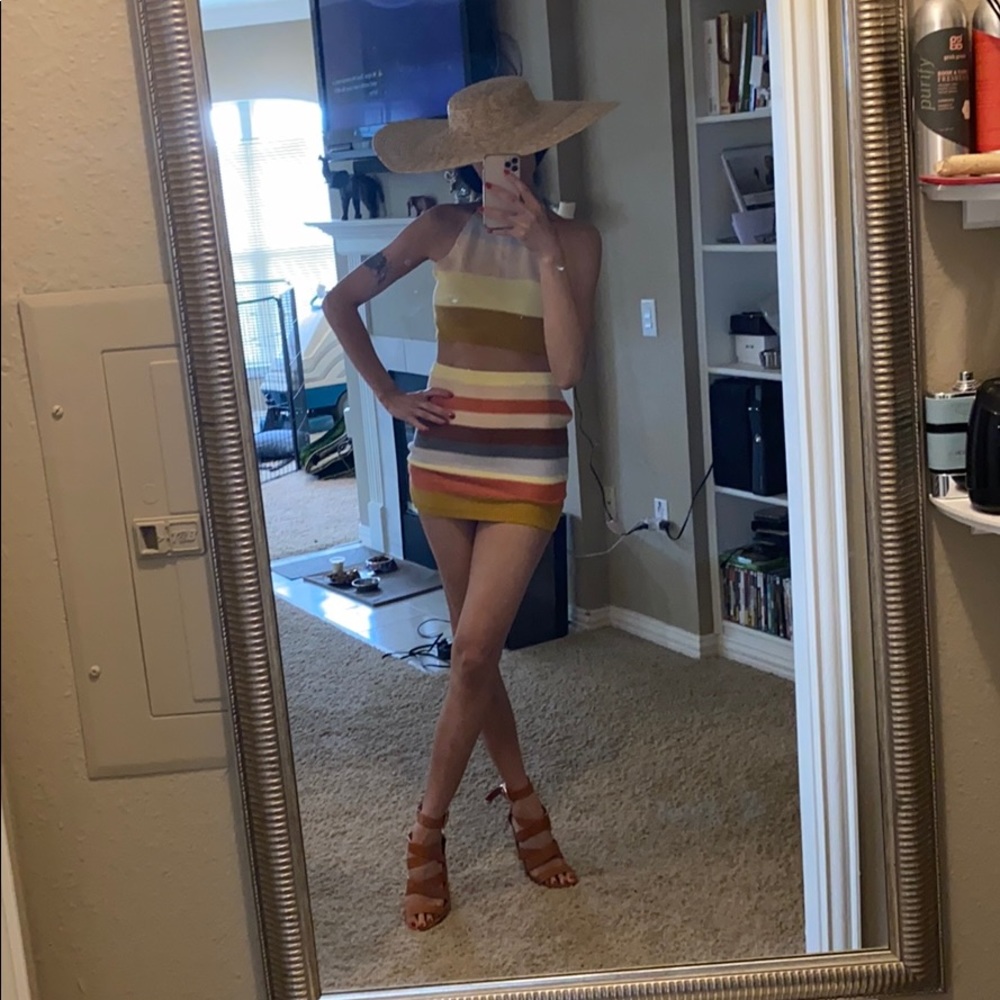 Colorful Knit Striped Set $80 and BcBg shoes $120